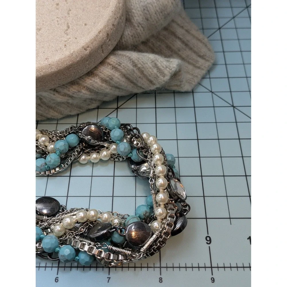 Chloe + Isabel Torsade Multi Strand Necklace In Twisted Chains Rhinestones 16
